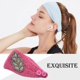 thumbnail image 5 of fastboy Crochet Headbands Winter Leaves Pattern with Rhinestones Elastic Head Protector Wide Warm Chunky Hair Accessories for Girls Dark Pink, 5 of 5