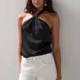 thumbnail image 2 of Timegard Womens Tank Tops Satin Keyhole Neck Tie Backless Sleeveless Solid Color Layer Dressy Casual Tops, 2 of 6