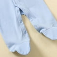 thumbnail image 4 of AherBiu Infant Clothes for Boys Girls Baby Rompers Button up Cotton Bodysuits Fall Winter Solid Color Casual Newborn Jumpsuits, 4 of 8