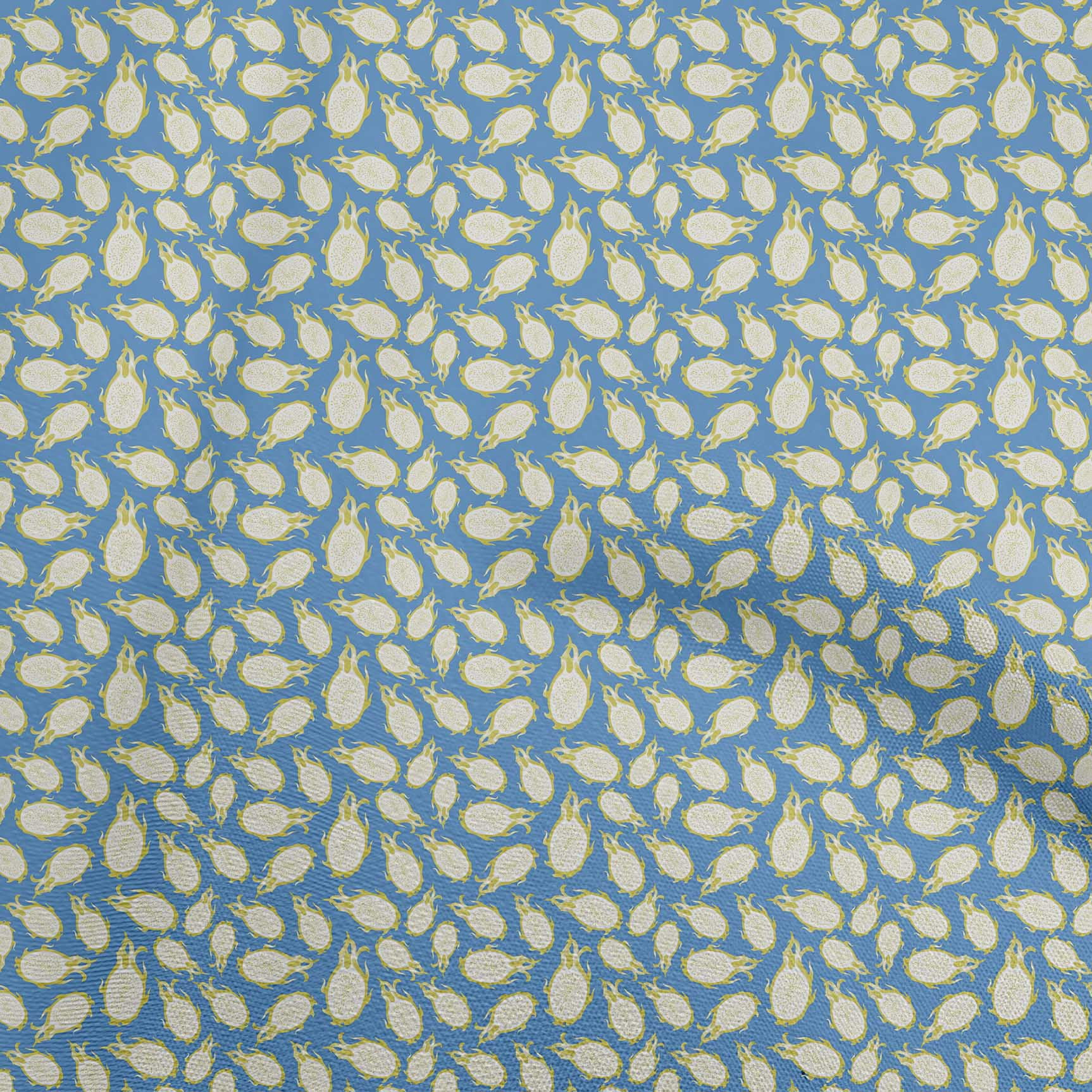 oneOone Velvet Medium Blue Fabric Dragonfruit Sewing Material Print Fabric By The Yard 58 Inch Wide