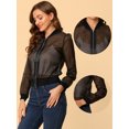 thumbnail image 2 of INSPIRE CHIC Blouson Bomber à Manches Longues Transparent à Fermeture Éclair pour Femme, 2 of 5