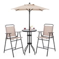 thumbnail image 1 of Gymax 4PCS Bistro Set Folding Counter Height Chairs Round Bar Table & Umbrella Patio, 1 of 6