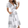 thumbnail image 1 of Fridja Womens Casual en Vrac Bandage à Manches Courtes V-Cou Robe de Cheville, 1 of 5