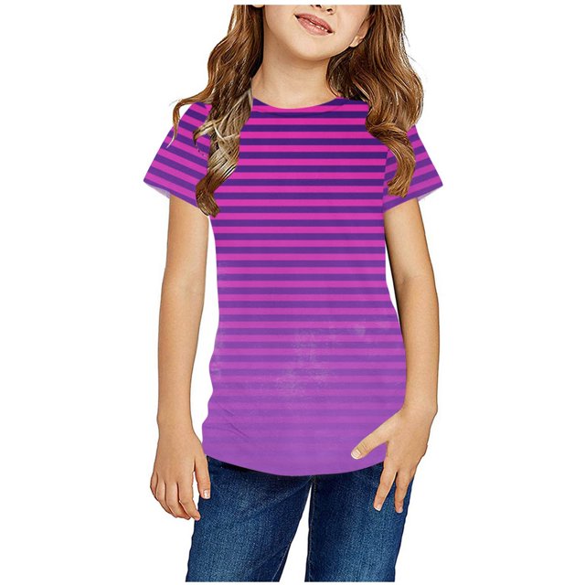 Birdeem Chemises pour Filles Chemises pour Enfants T-Shirt Graphique à Manches Courtes Col Rond Crop Top pour Filles et Garçons de 3 à 14 Ans T-Shirt Tee