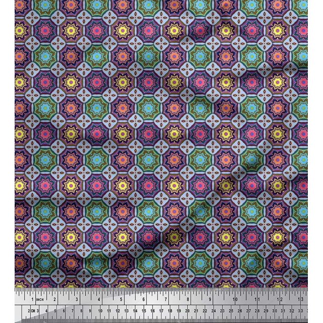 Soimoi Poly Georgette Tissu Imprimé Floral Mandala par Yard 52 Pouces de Large