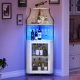 thumbnail image 1 of Armoire de Bar d'Angle, Armoire à Vin Moderne avec Tablettes de Rangement et Porte en Treillis, Armoire de Rangement pour Alcools de Bar à Domicile avec Support en Verre pour Salon, Salle à Manger, 1 of 6