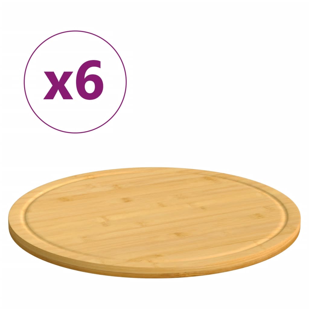 vidaXL Chopping Boards 6 pcs Ø30x1.5 cm Bamboo