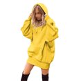 thumbnail image 1 of Grande Taille P-XXXXXL Femmes Manches Longues à Capuche Poches Chandail à Capuche Robe Tunique Chandail Automne Hiver Longs Hauts à Capuche, 1 of 2