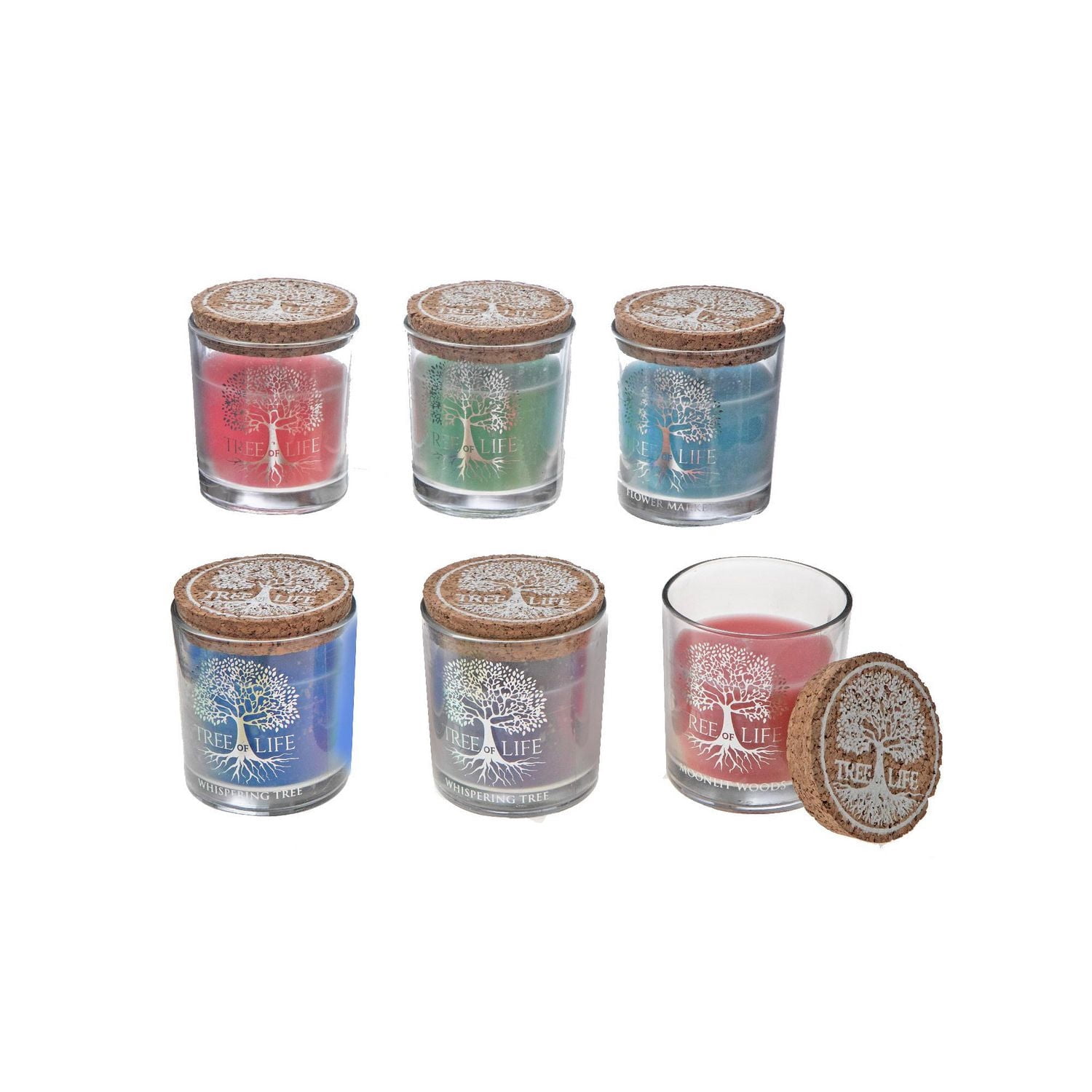 Arbre De Vie Bougie Parfumée En Verre Votif Avec Couvercle De Liège - Ensemble De 6