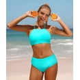thumbnail image 5 of Charmo Maillot de Bain Bikini à Dos Nu pour Femme, Col Montant, Deux Pièces, 5 of 5