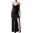 thumbnail image 1 of SUNSIOM Robe Longue en Satin pour Femmes Couleur Unie Été Dos Nu Fendue Robe de Soirée pour Cocktail Plage Mode Urbaine, 1 of 5