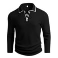 thumbnail image 4 of Timegard Fall Shirts for Men Lapel V Neck Button Long Sleeve Work Business Casual Solid Color Comfy Tops, 4 of 6