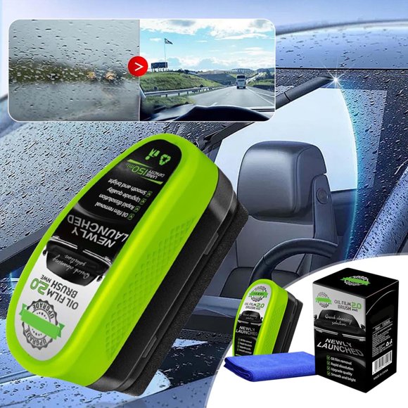 Blueek Windshield Cleaner Tool Kit - Oil Film Remover 150ml and Car Interior Cleaning Brush, Microfiber Towel Pads, Streak-Free Glass Visibility
