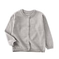 thumbnail image 1 of SROBPTY Girls Fall Cardigans, Children's Solid Color Long Sleeve Fleece Knitted Cardigan Round Neck Sweater Gray 2-3 Years, 1 of 5