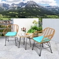 thumbnail image 1 of Gymax Ensemble Bistro de Patio en Rotin 3 Pcs Ensemble de Mobilier de Conversation avec Coussins Turquoise, 1 of 10