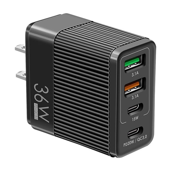 36W Fast Charging Mobile Phone Charger 5V4A 2PD+2USB Port for Europe and UK Safe Charging