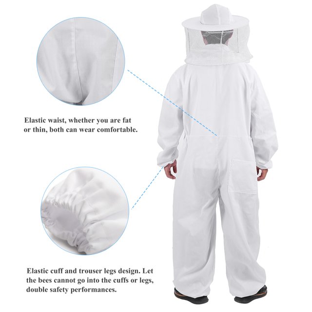 Beekeeping Suit, Professional Lightweight Breathable Beekeeping Protective Smock With Protective Hat Veil, Made From Cotton + Polyester, Perfect For Beekeeper Farm Visitors