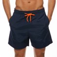 thumbnail image 1 of pitrice Men Beach Shorts Quick Dry Running Trousers Sports Bodybuilding Training Pants Solid Color Lace Up Sweatpants Navy M, 1 of 1