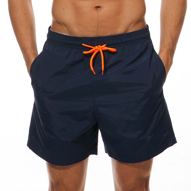 pitrice Men Beach Shorts Quick Dry Running Trousers Sports Bodybuilding Training Pants Solid Color Lace Up Sweatpants Navy M