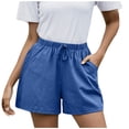 thumbnail image 2 of zanvin Shorts pour Femmes, Liquidation Pantalons Amples à Jambe Grand pour Femmes Taille Haute Pantalons Droits Shorts Décontractés en Coton et Lin, 2 of 7