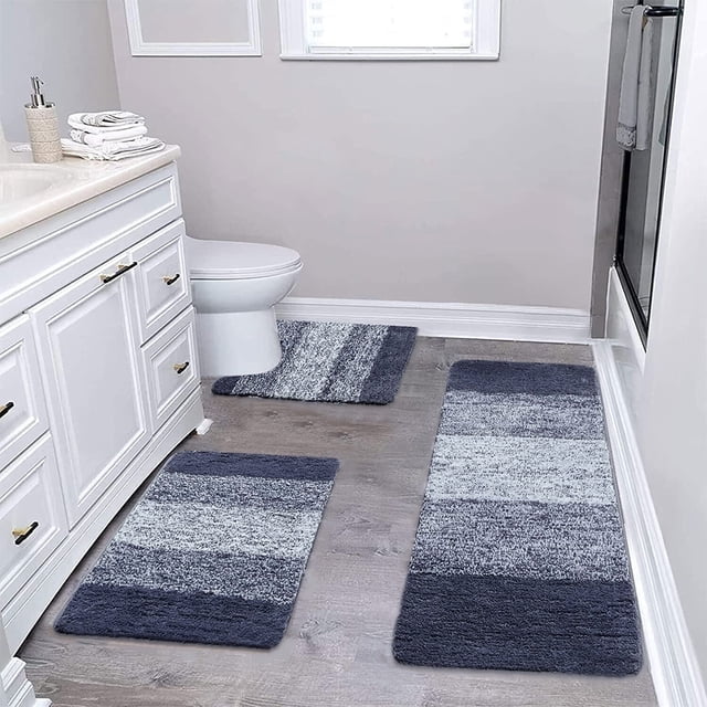 SSZMDLB Microfiber Bath Rugs, Bathroom Rugs, Shower Rugs with Toilet Mat, Absorbent Microfiber Plush Non-Slip Rugs, Washable Bath Mat Set for Floor, Tub, Shower