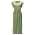 thumbnail image 3 of Birdeem Robe Longue Maxi Sans Manches à Col Rond pour Femmes, en Lin, Ample et Grand, Style Caftan, avec Poches, 3 of 8