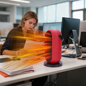 EGNMCR 1500W Support de bureau portable - Un seul silencieux oscillant chaleur pour la maison - Chaleur instantanée large - Range Warmth Idéal pour l'intérieur / Salle de bains Utilisation Bureau Space Chaudière