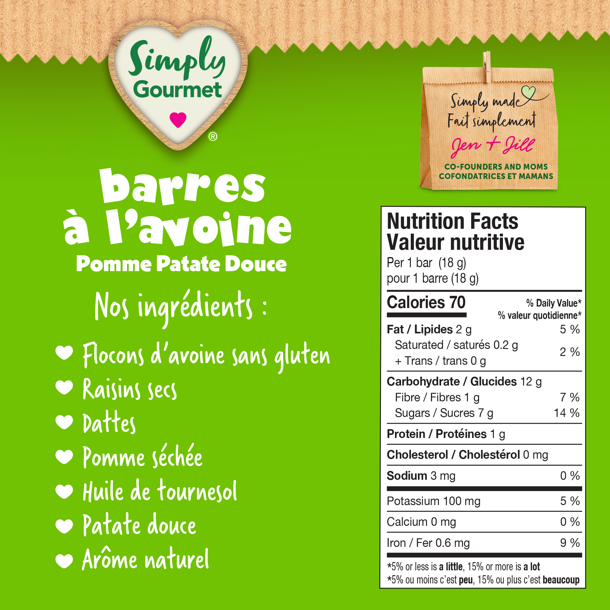 Simply Gourmet Apple Sweet Potato Oat Bars, Gluten Free Toddler Snack for Self-Feeders 12 Months+, 18g Bar (5 Pack), 90g