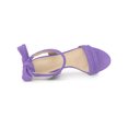 thumbnail image 4 of BLISSFUL STEP Women Open Toe Ankle Bow Tie Mid Heels Sandals Purple 8, 4 of 7