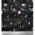 thumbnail image 1 of Soimoi Rayon Fabric Spaceship,Star & Satellite Cartoon Fabric Prints by Yard 56 Inch Wide, 1 of 3
