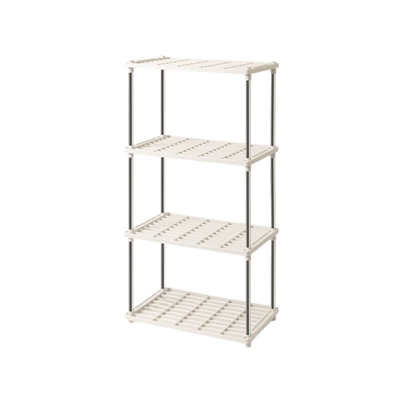 Dvruxg Étagère Autoportante à 4 Niveaux en Plastique et Métal pour Salle de Bain, Unité d'Étagères Support de Rangement Organisateur pour la Maison, le Garage, le sous-Sol, la Remise et la Buanderie