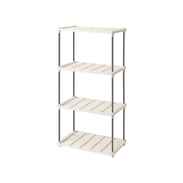 Plastic Storage Rack 4 Shelf Ventilated Light Duty Storage Rack Plastic and Iron Gray Freestanding Home Organizer for Kitchen Pantry Garage Gray Single Piece JASKFLY