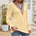 thumbnail image 3 of CEHVOM T-shirt Mode Femme Col en V Manches Longues Ample Liquidation, 3 of 4