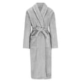 thumbnail image 1 of ShomPort Men's Fleece Pajamas Long Sleeve Open Front Textured Bathrobes Solid Color Fall Winter Warm Casual Robes with Pockets, 1 of 4