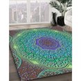 thumbnail image 3 of Ahgly Tapis Rond Lavable en Machine Intérieur Transitionnel Vert Menthe, 5 Pieds Rond, 3 of 7