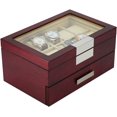 thumbnail image 4 of 20 Slots Wooden Watch Display Case Glass Top Jewelry Collection Storage Box Organizer for Men/Women, 4 of 7