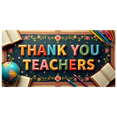 thumbnail image 1 of Colorful Thank You Teachers Backdrop Banner, Teacher Appreciation Day Decor, Education Theme Background, for Classroom Celebrations Teacher Parties Photo Props, 1 of 4