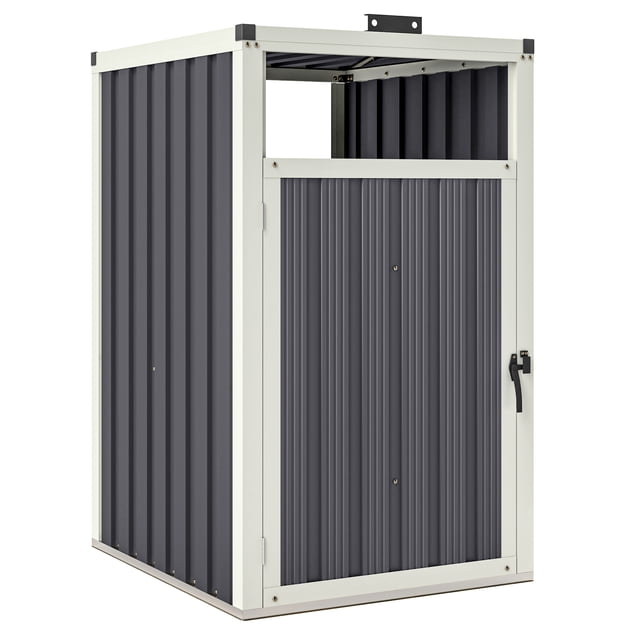 Outsunny Abri pour Poubelle Simple, Remise de Rangement Verrouillable avec Couvercle Ouvrable
