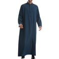 thumbnail image 1 of Styesk Jackets for Men Men's Muslim Robe Arab Middle Robe Long Style Long Sleeve Standing Neck Pocket Pullover Long Shirt Fashion Casual Robe, 1 of 8