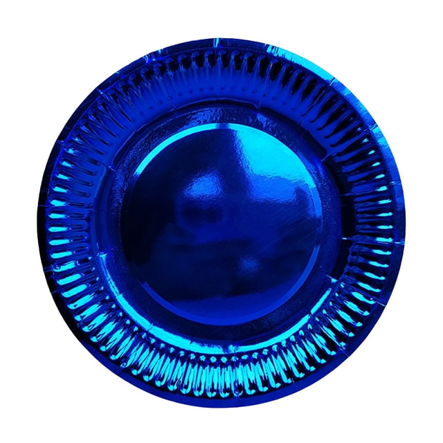 10PCS Disposable 7 Inch Blue And Gold Foil Paper Plates For Border Party Gatherings Decorative Paper Plates