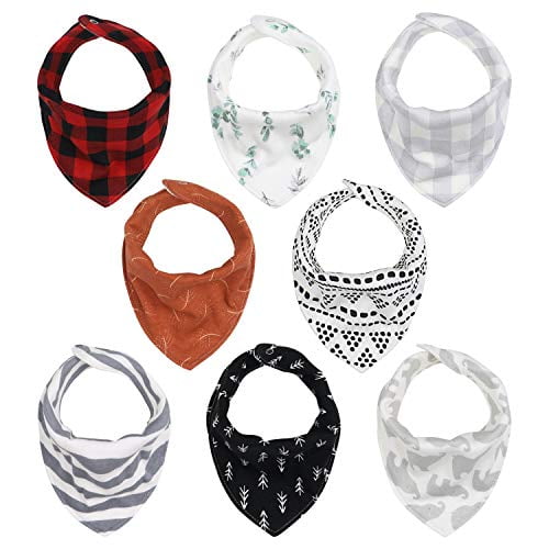 Bandana Drool Bibs for Baby Boys or Girls - 8 Pack Set for Feeding, Teething, Drooling