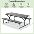 thumbnail image 3 of Costway 6FT Picnic Table Bench Set Outdoor HDPE Heavy-Duty Table for 6-8 Person Grey, 3 of 10