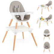 Babyjoy 6-in-1 Baby High Chair Infant Wooden Convertible Chair with Building Block Table Gray