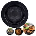 thumbnail image 4 of Bamboohart 12.6in Round Iron Korean BBQ Grill Plate Barbecue Non-stick Pan Set with Holder Set Portable Stove Korean Grill Pan Cast Iron Indoor, 4 of 6