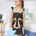thumbnail image 4 of Xecao Robe de Nuit Pyjama Rétro à Imprimé Graphique de Raton Laveur pour Filles avec Manches Volantées, Vêtement de Nuit Doux pour Enfants, Chemise de Nuit Légère pour la Maison Ou les Vacances-Petit, 4 of 6