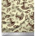 thumbnail image 1 of Soimoi Satin Silk Fabric Burger,Cookies & Cups Printed Fabric 1 Yard 42 Inch Wide, 1 of 3