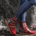 thumbnail image 2 of XZNGL Vintage Red Boots Large Printed European And American Style Leather Boots, 2 of 8