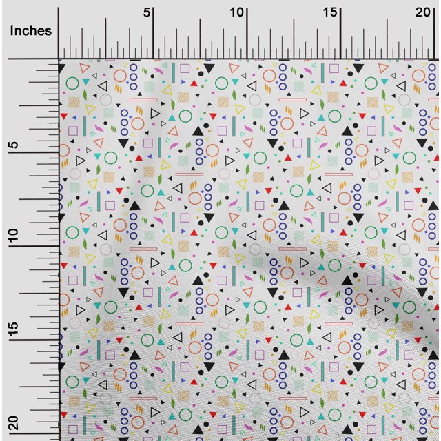 oneOone Cotton Cambric White Fabric Geometric Sewing Craft Projects Fabric Prints By Yard 42 Inch Wide-C0Y