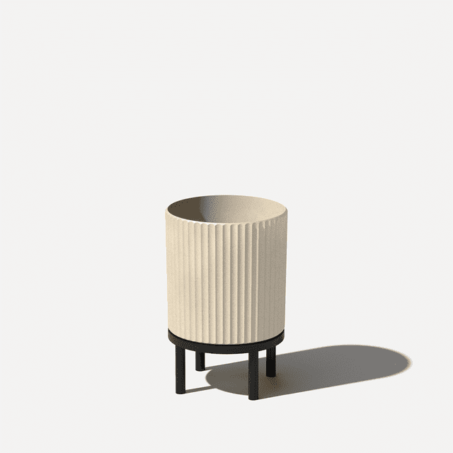 Veradek Mason Series Raised Demi 12" Plastic-Stone Planter with Stand - Sand/Black