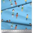 thumbnail image 3 of Soimoi Blue Poly Georgette Fabric Human Group Fabric Prints By Yard 52 Inch Wide, 3 of 3